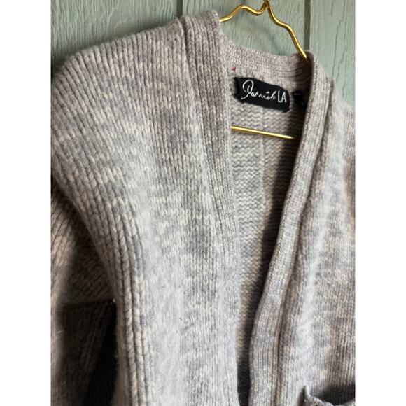Parrish LA 100% Merino Wool Open Front Cardigan Sweater - Gray Marled - Size S - Picture 4 of 9